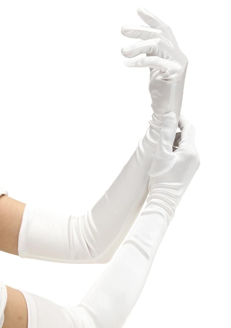 Satin Opera Gloves - Full Length Lingerie Gloves In Black And White