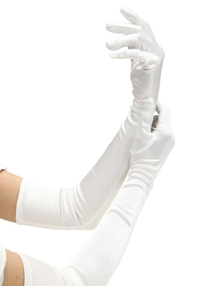 Satin Opera Gloves - Full Length Lingerie Gloves In Black And White