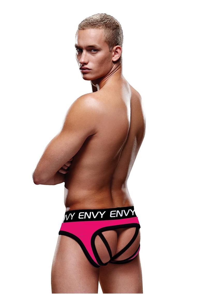 Envy Menswear Solid Jockstrap Brief | Pink/Yellow, Blue/Pink, Black/Pink & Blue/Red