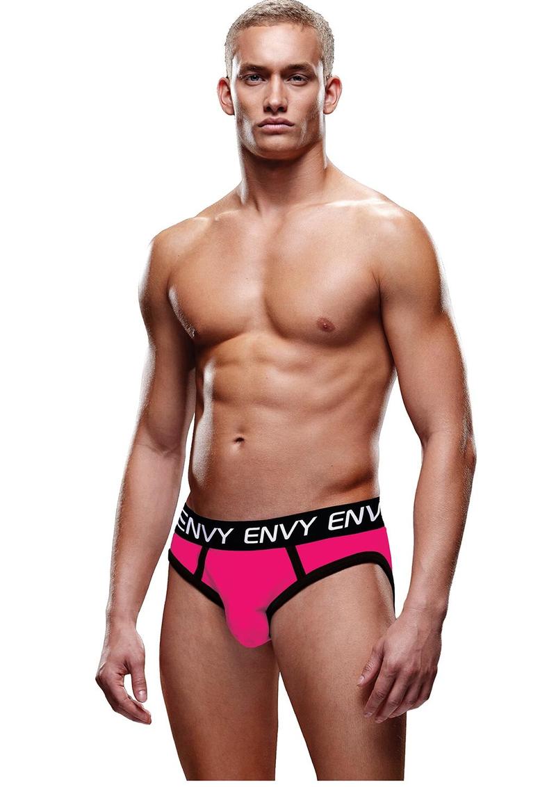 Envy Menswear Solid Jockstrap Brief | Pink/Yellow, Blue/Pink, Black/Pink & Blue/Red