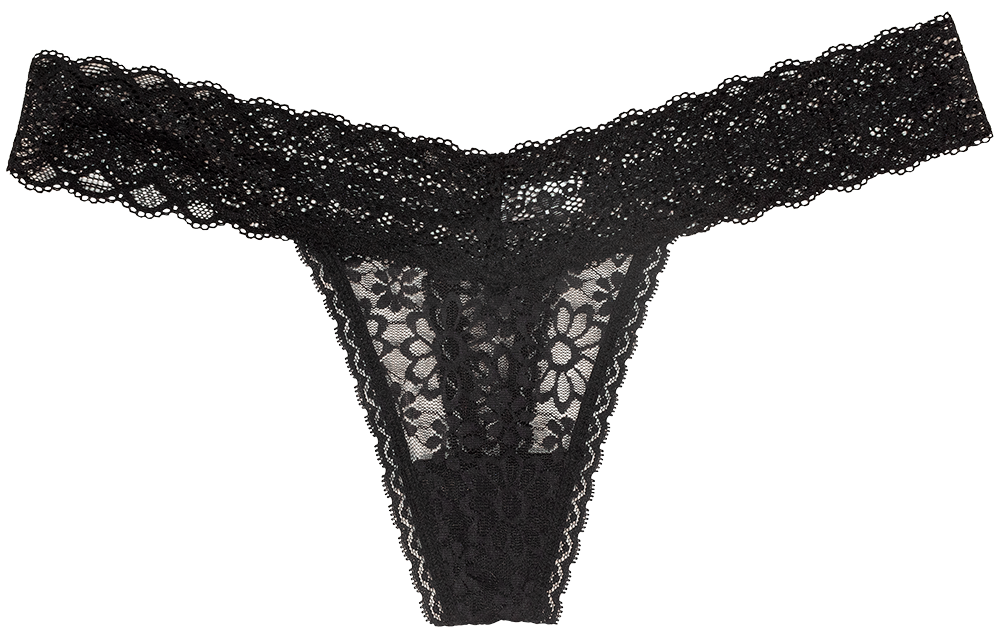 V-Front Floral Lace Thong With Cotton Gusset