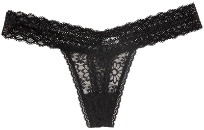 V-Front Floral Lace Thong With Cotton Gusset