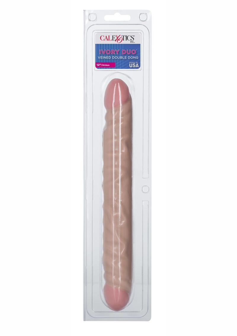 Veined Double Dong 12" - Realistic Dual-End Dildo (Vanilla)