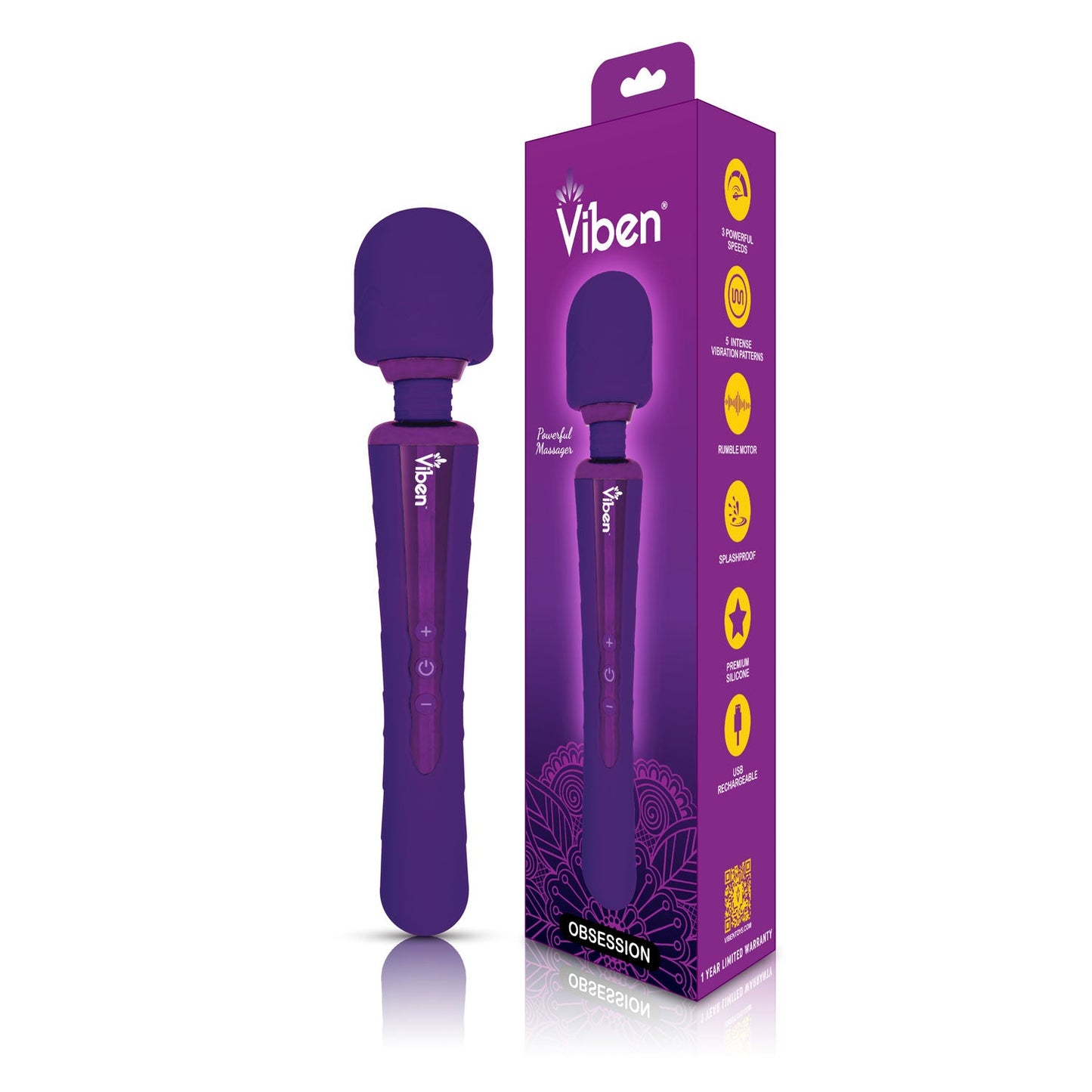 Viben Obsession Full-Size Rechargeable Wand Vibrator
